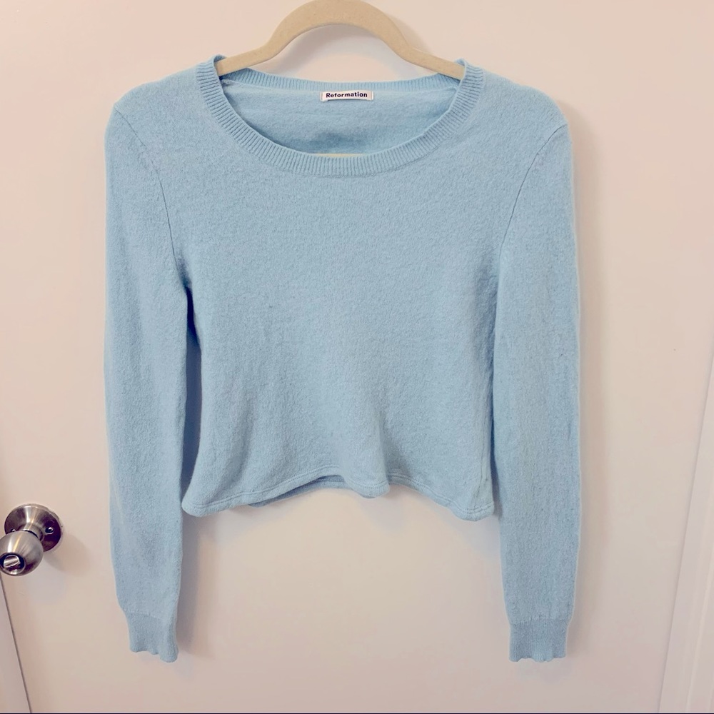 Reformation Vintage Blue Crop Sweater